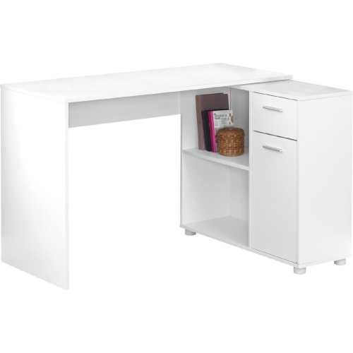 46" Computer Desk with Storage Cabinet in White